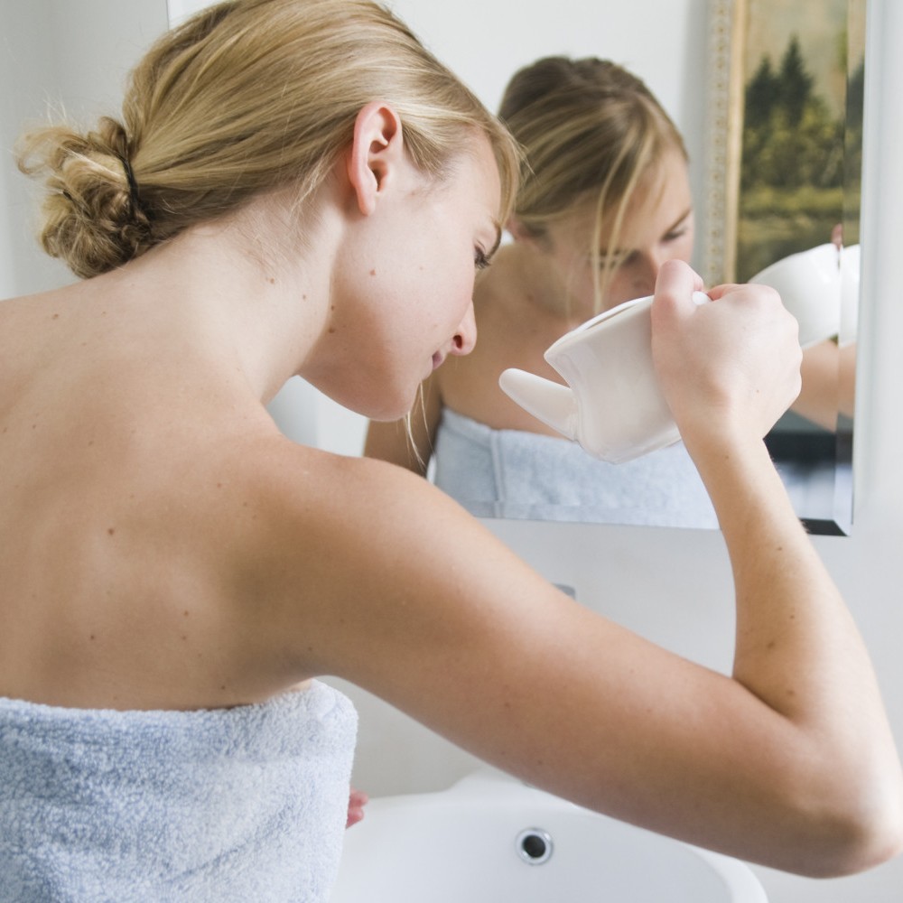 промывание поможет быстро снять заложенность носа